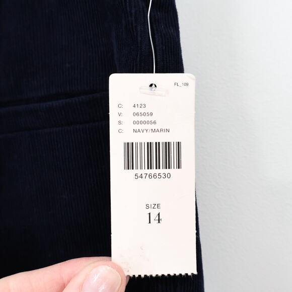 NWT Anthropologie Essentials Corduroy Ankle Pant High Rise Navy Marin Size 14 - Picture 7 of 8